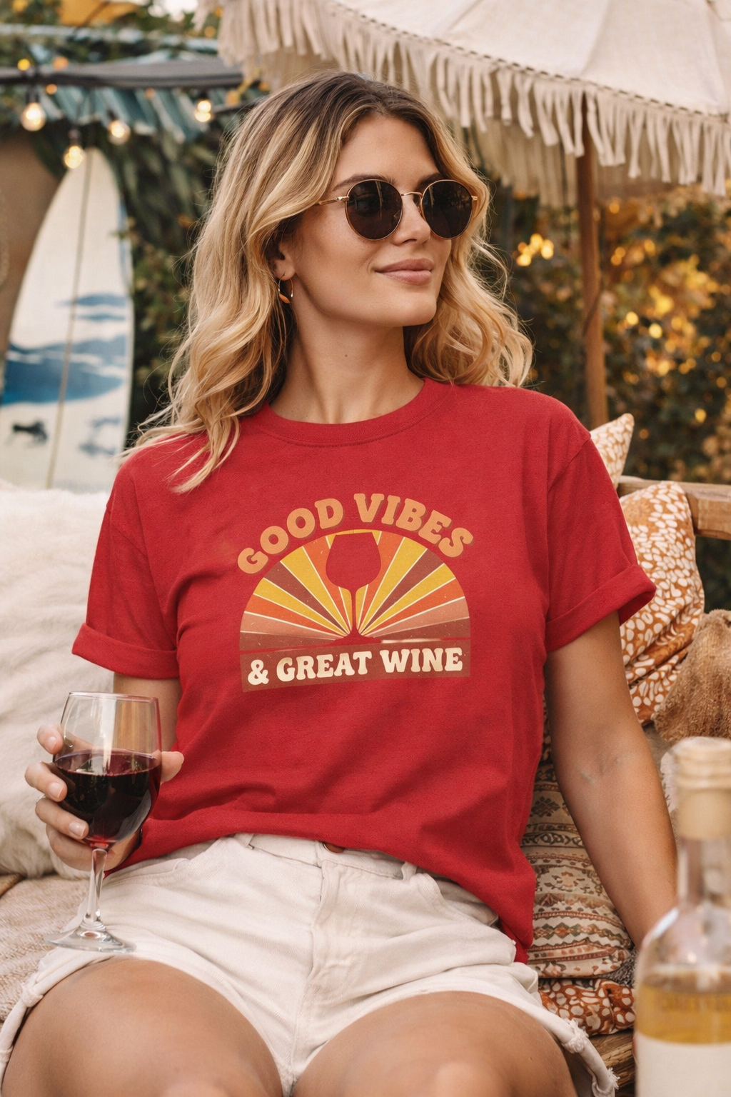 Retro Good Vibes and Great Wine Shirt, Wine Lover Gift, girls wine night, wine tasting tee
