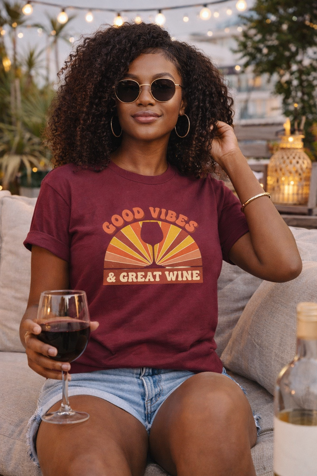 Retro Good Vibes and Great Wine Shirt, Wine Lover Gift, girls wine night, wine tasting tee
